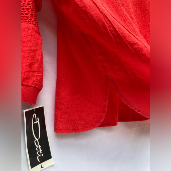 Vintage 1980's Red Over-sized Button Down Shirt, With Tags! Size Large - Picture 10 of 10